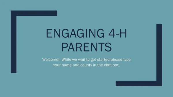 Engaging 4-H Parents