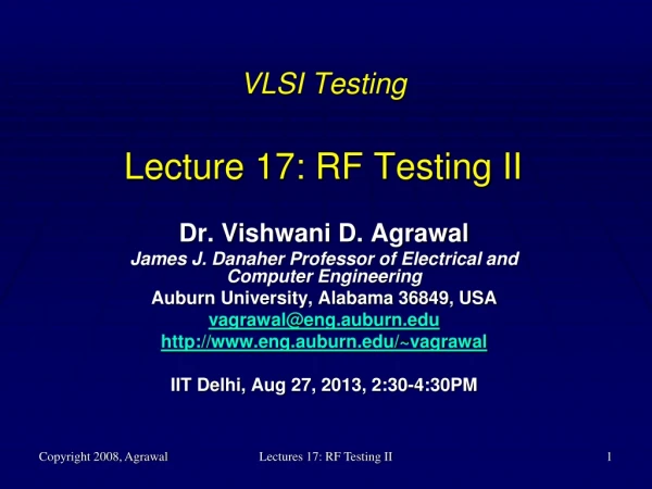 VLSI Testing Lecture 17: RF Testing II