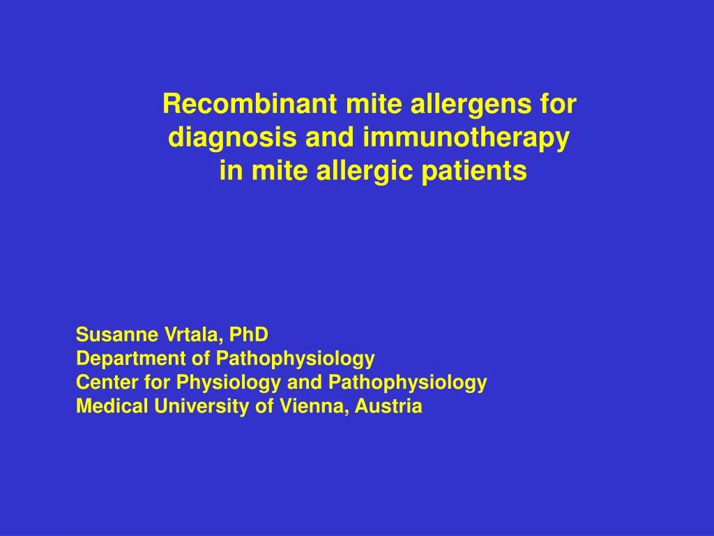 recombinant mite allergens for diagnosis