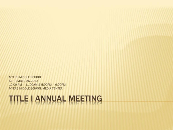 Title I Annual Meeting