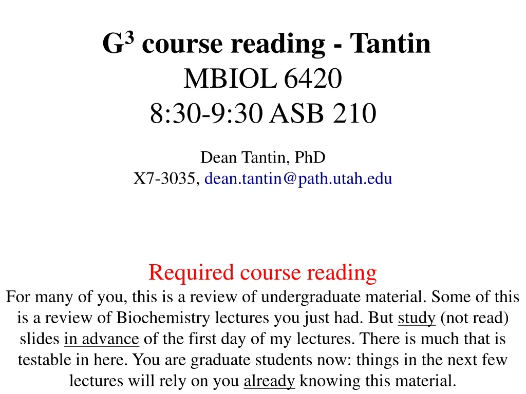 g 3 course reading tantin mbiol 6420