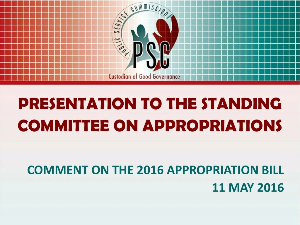 presentation to the standing committee