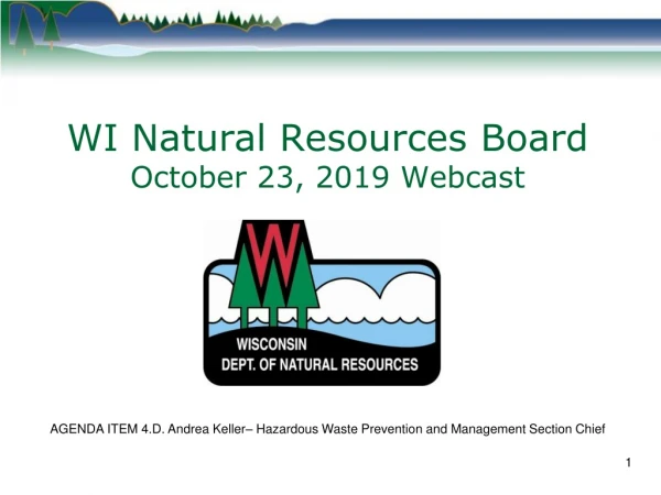 WI Natural Resources Board October 23, 2019 Webcast