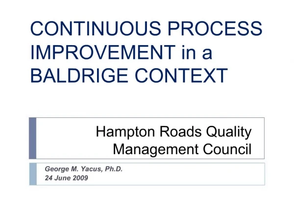 Hampton Roads Quality Management Council