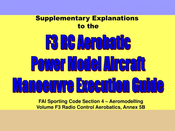 F3 RC Aerobatic Power Model Aircraft Manoeuvre Execution Guide