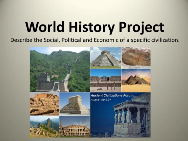 World History Project Describe the Social, Political and Economic of a specific civilization.