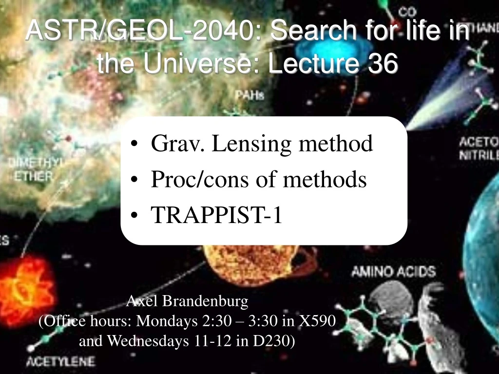 astr geol 2040 search for life in the universe lecture 36