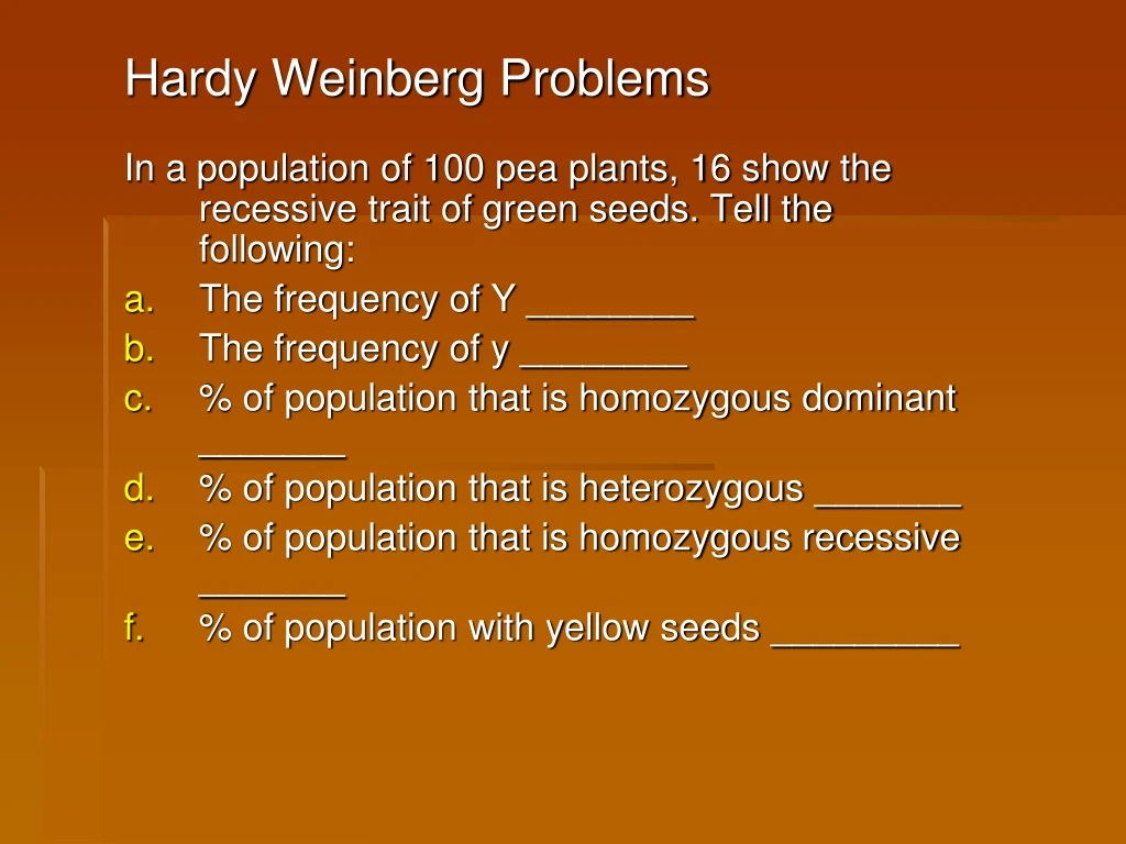 hardy weinberg problems in a population
