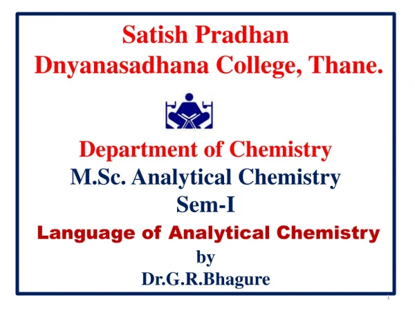 Language of Analytical Chemistry (8L)