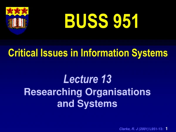 Critical Issues in Information Systems