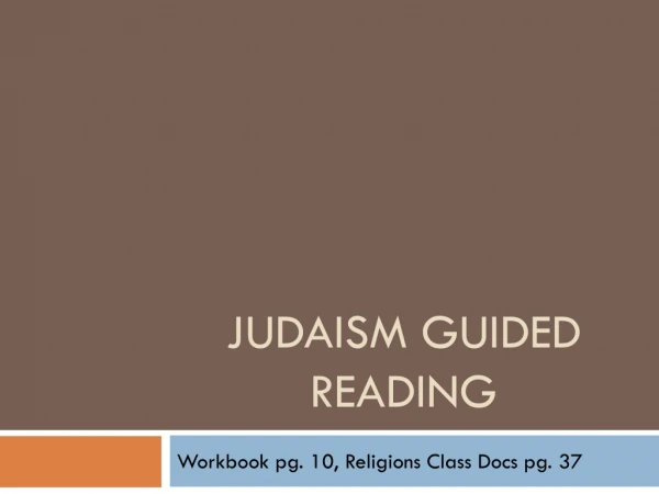 Judaism Guided Reading
