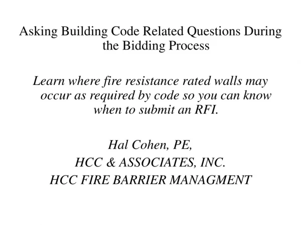 Asking Building Code Related Questions During the Bidding Process