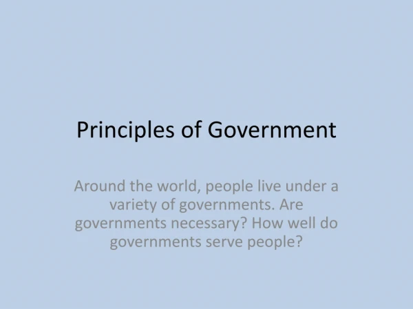 Principles of Government