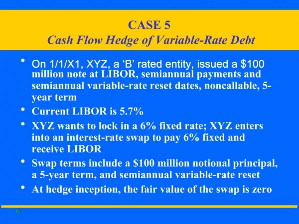 CASE 5 Cash Flow Hedge of Variable-Rate Debt