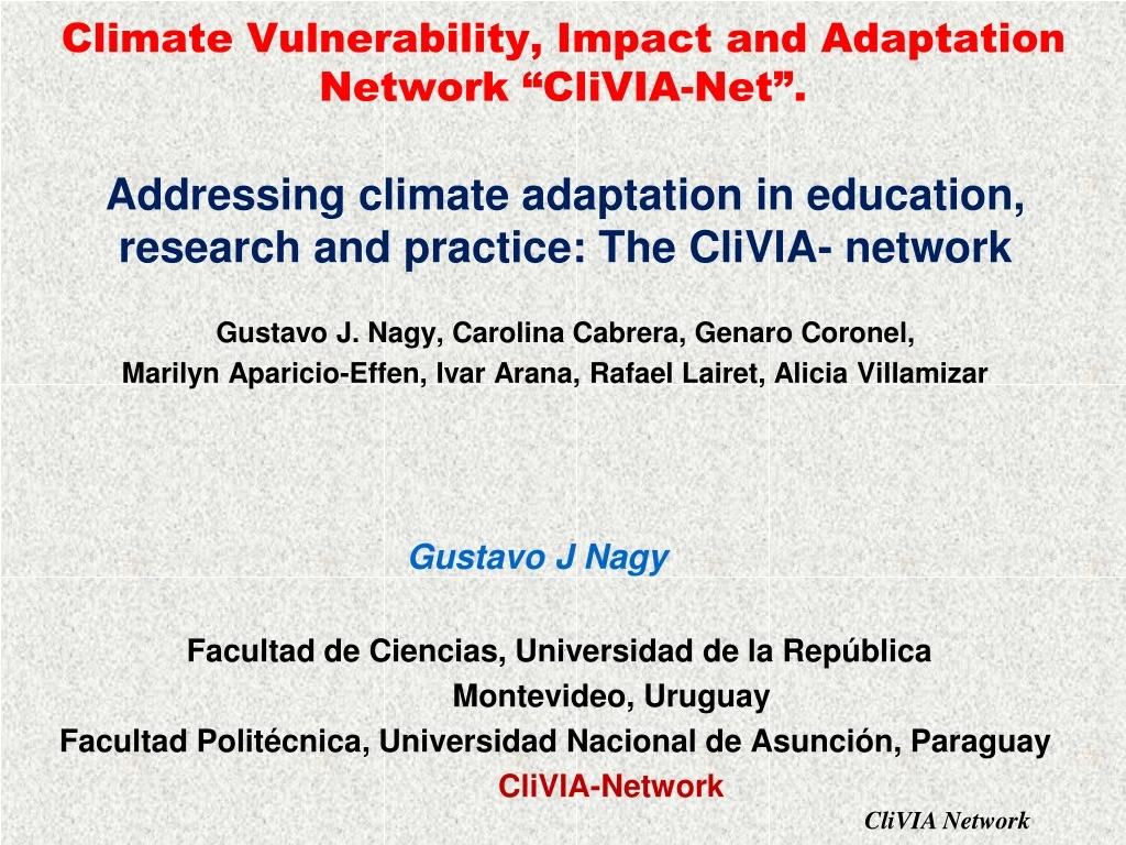 climate vulnerability impact and adaptation network clivia net