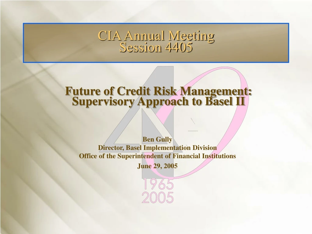 future of credit risk management supervisory approach to basel ii