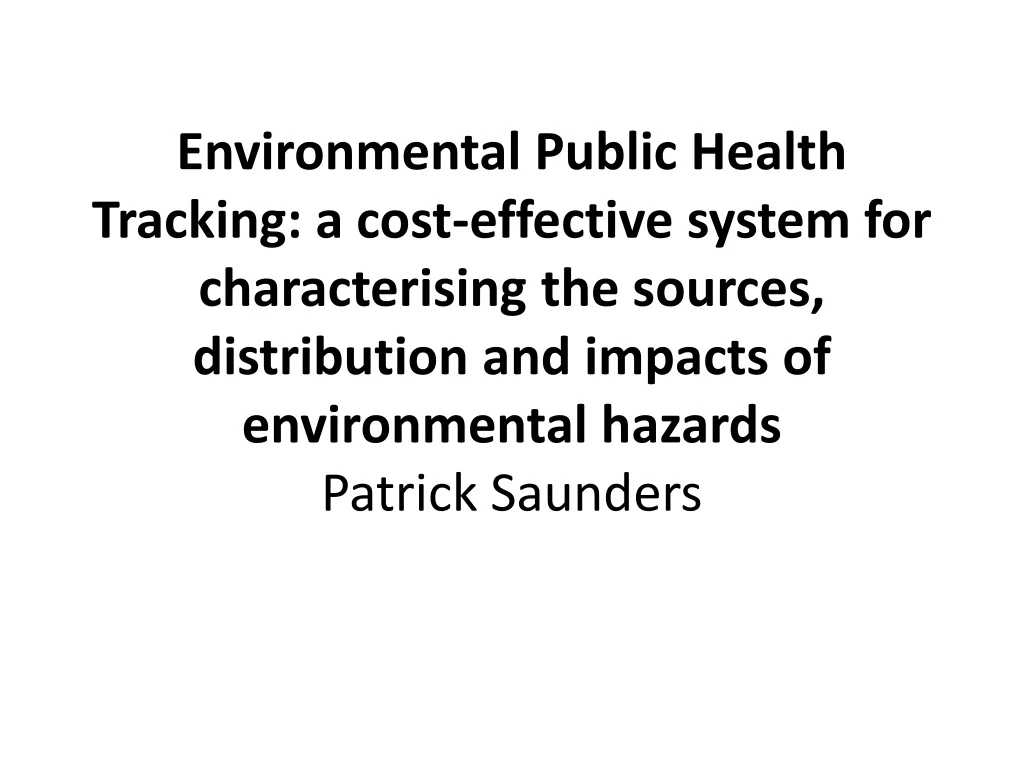 environmental public health tracking a cost