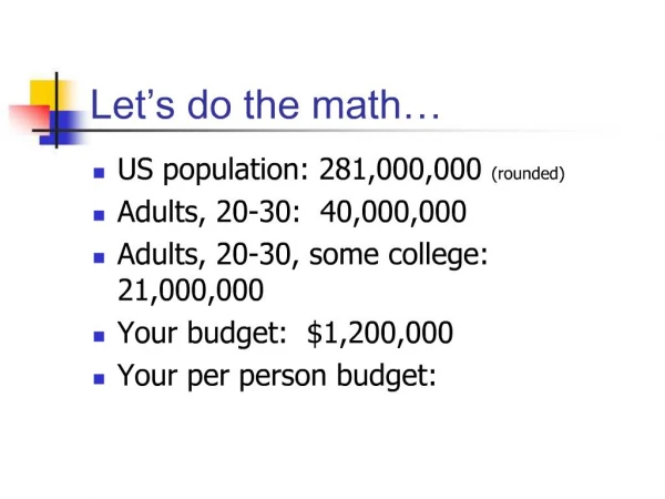 Let s do the math