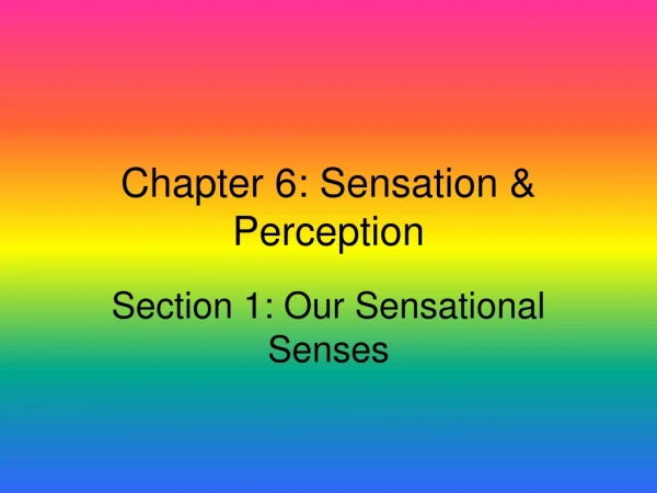 Chapter 6: Sensation &amp; Perception