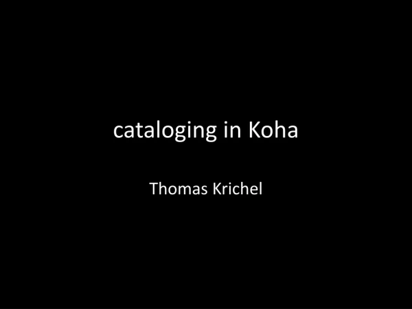 cataloging in K oha