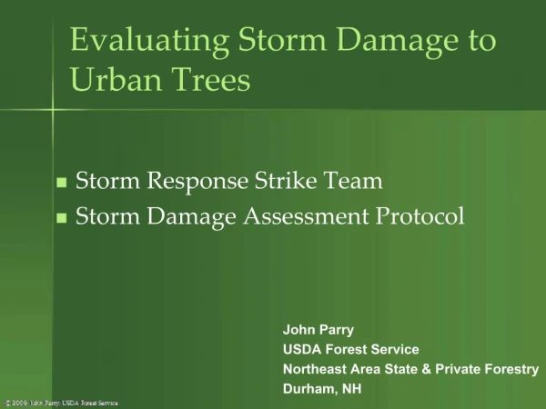 Evaluating Storm Damage to Urban Trees