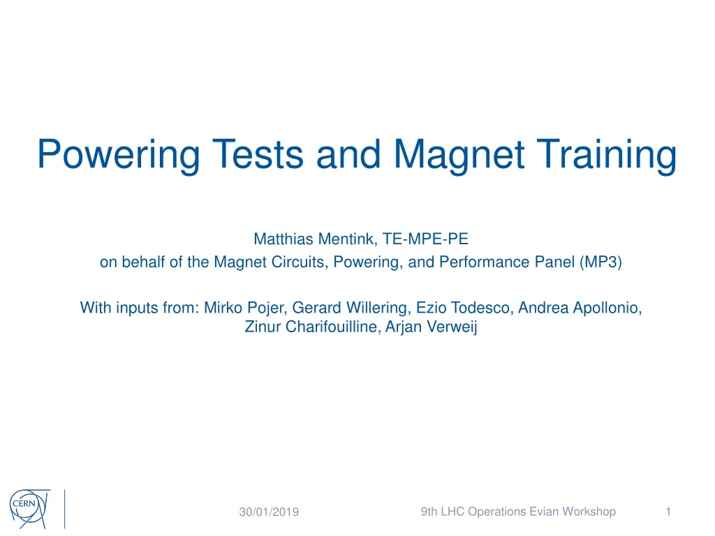 powering tests and magnet training