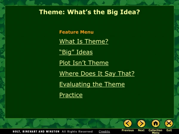 What Is Theme? “Big” Ideas Plot Isn’t Theme Where Does It Say That? Evaluating the Theme Practice