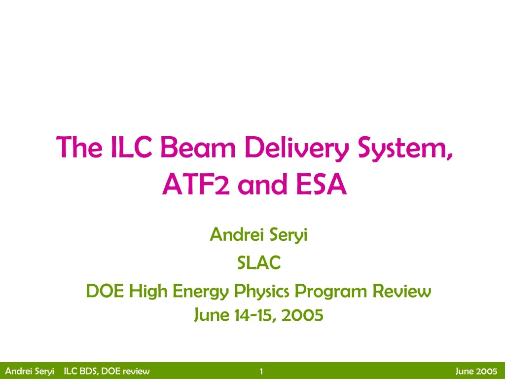 the ilc beam delivery system atf2 and esa