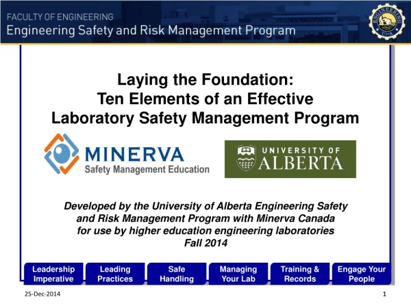 Laying the Foundation: Ten Elements of an Effective Laboratory Safety Management Program