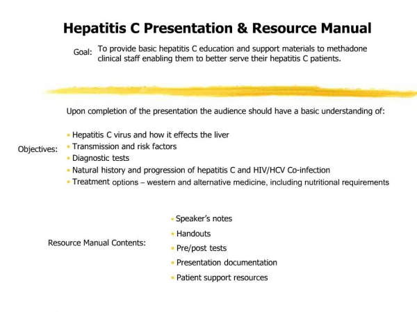 Hepatitis C Presentation Resource Manual