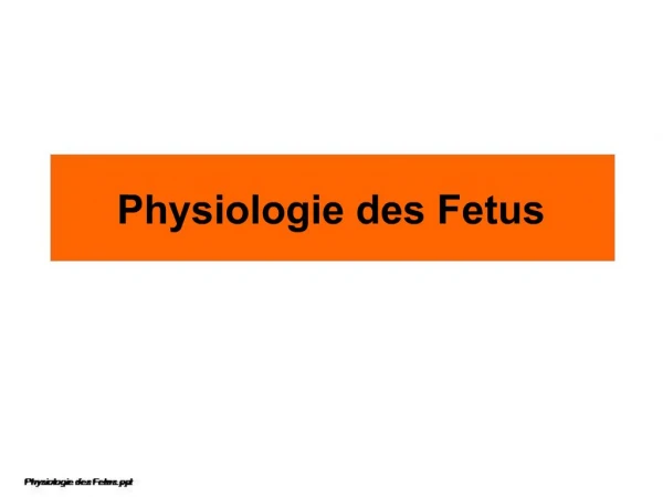 Physiologie des Fetus