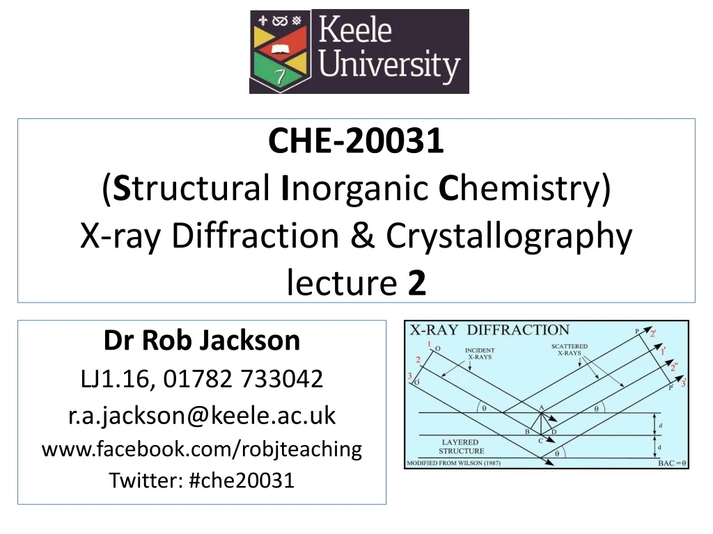 che 20031 s tructural i norganic c hemistry x ray diffraction crystallography lecture 2