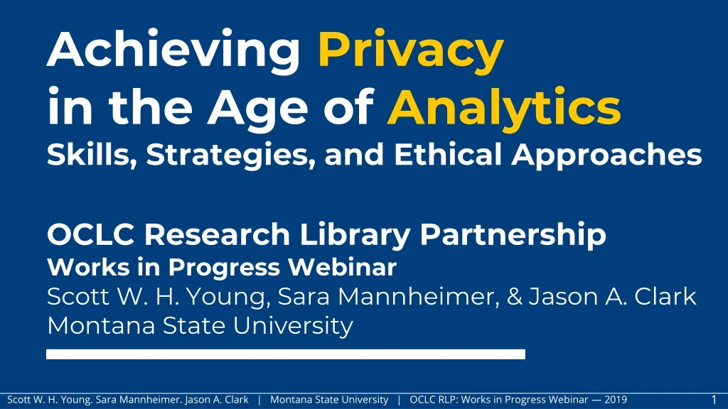 achieving privacy in the age of analytics skills