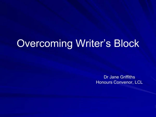 Overcoming Writer s Block