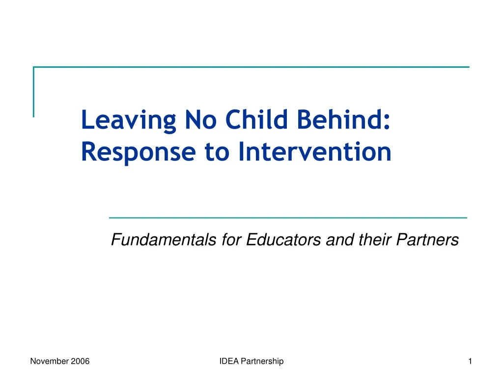 leaving no child behind response to intervention