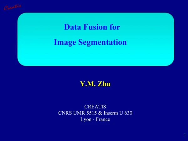 Y.M. Zhu CREATIS CNRS UMR 5515 Inserm U 630 Lyon - France