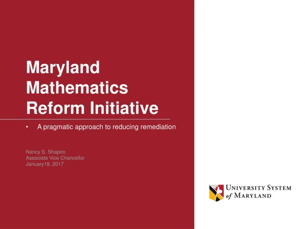 Maryland Mathematics Reform Initiative