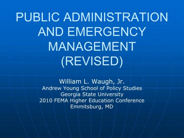 PUBLIC ADMINISTRATION AND EMERGENCY MANAGEMENT REVISED