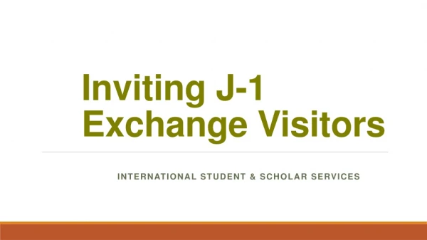 Inviting J-1 Exchange Visitors