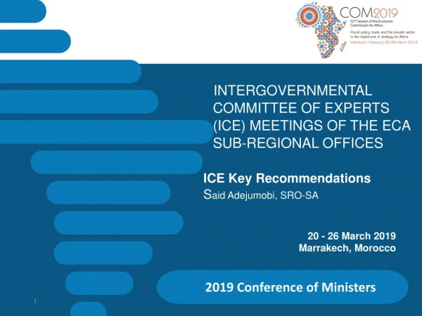 INTERGOVERNMENTAL COMMITTEE OF EXPERTS (ICE) MEETINGS OF THE ECA SUB-REGIONAL OFFICES