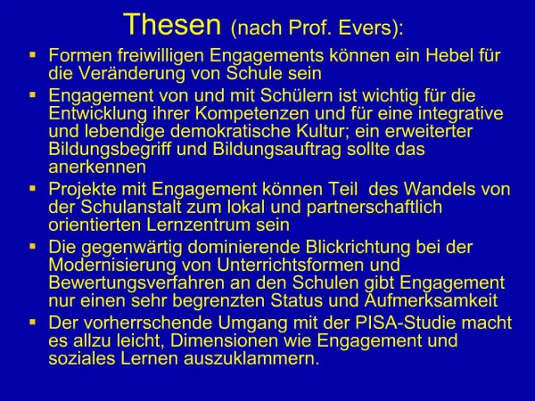 Thesen nach Prof. Evers: