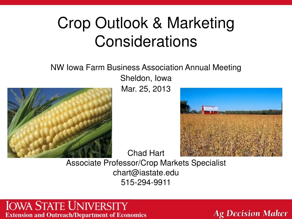 crop outlook marketing considerations