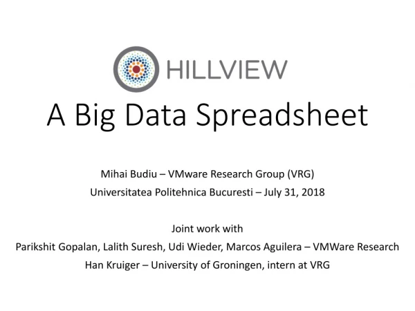 A Big Data Spreadsheet