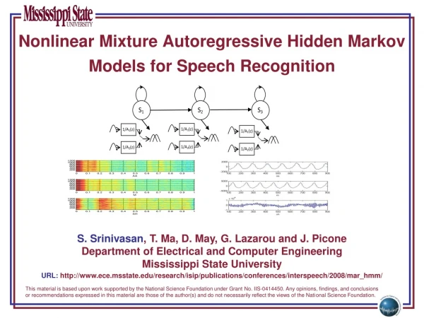 Nonlinear Mixture Autoregressive Hidden Markov Models for Speech Recognition