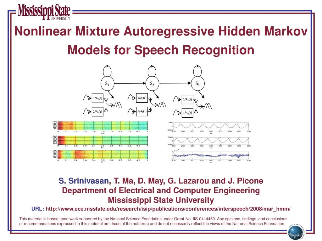 nonlinear mixture autoregressive hidden markov models for speech recognition