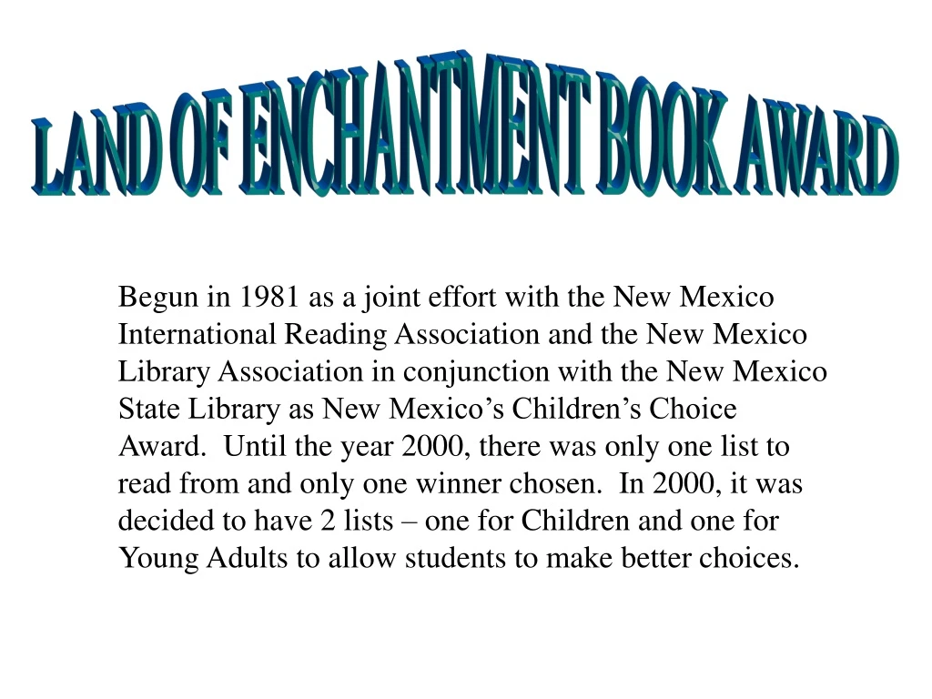 land of enchantment book award
