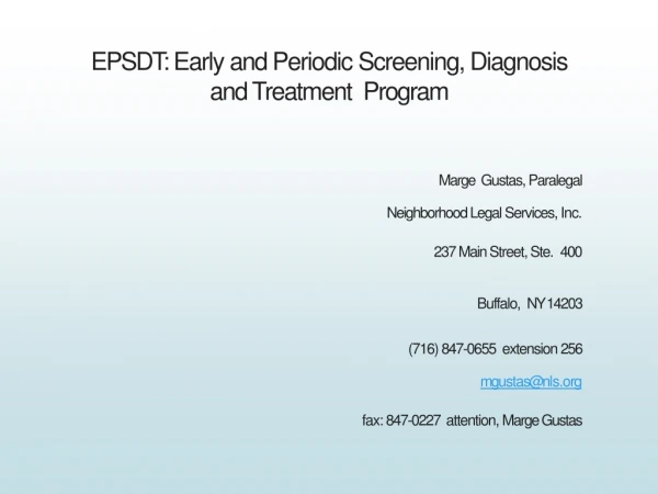 EPSDT: Early and Periodic Screening, Diagnosis and Treatment Program
