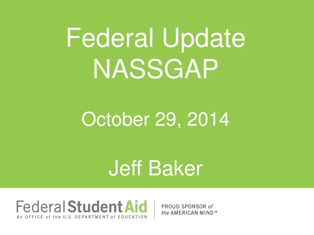 federal update nassgap october 29 2014 jeff baker