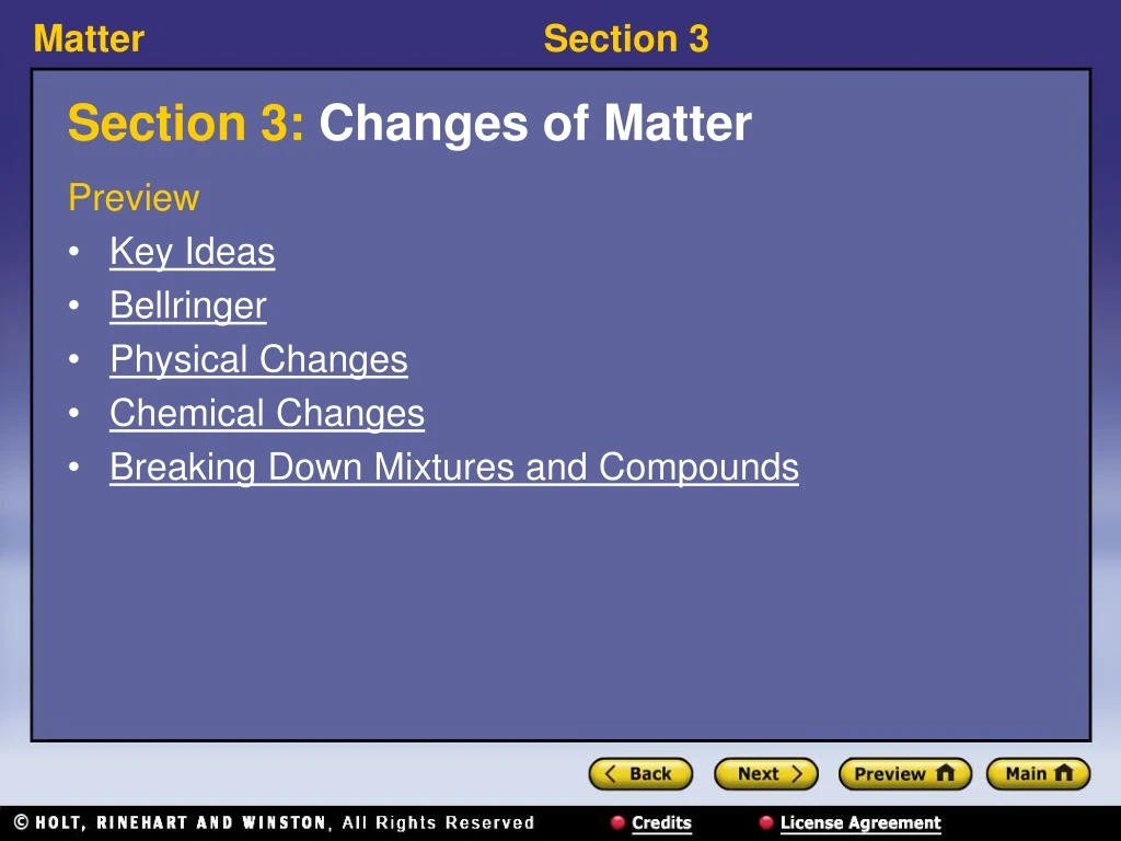 section 3 changes of matter