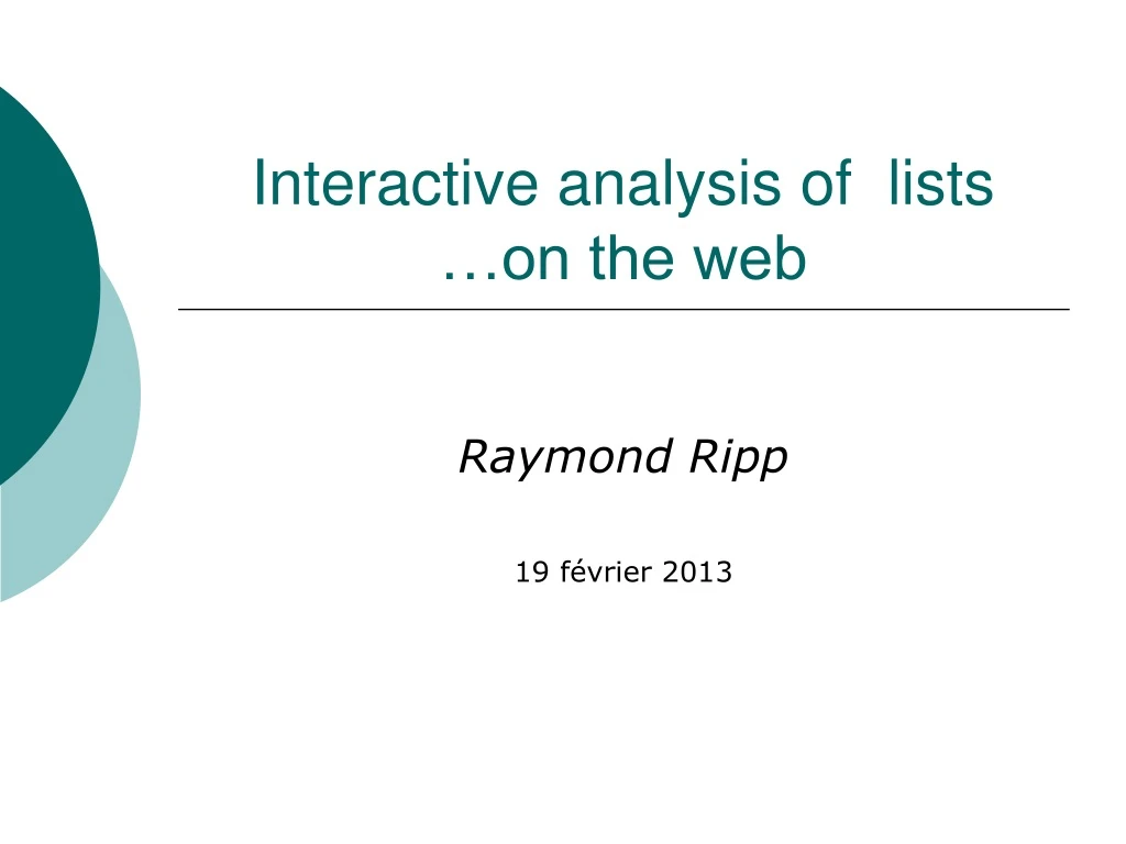 interactive analysis of lists on the web